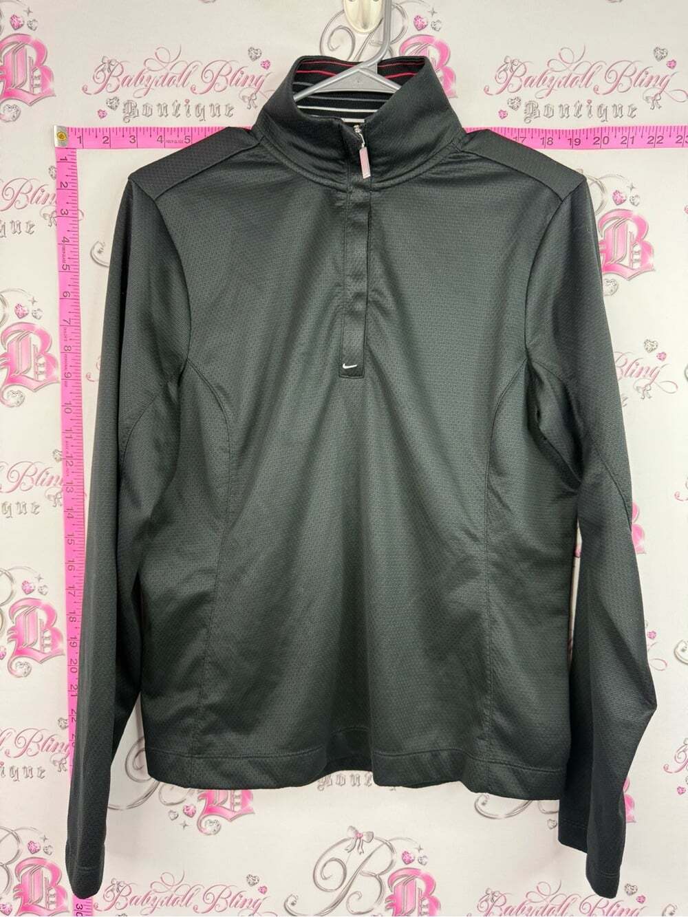 Nike Black Long Sleeve Half-Zip Pullover Sweatshirt red